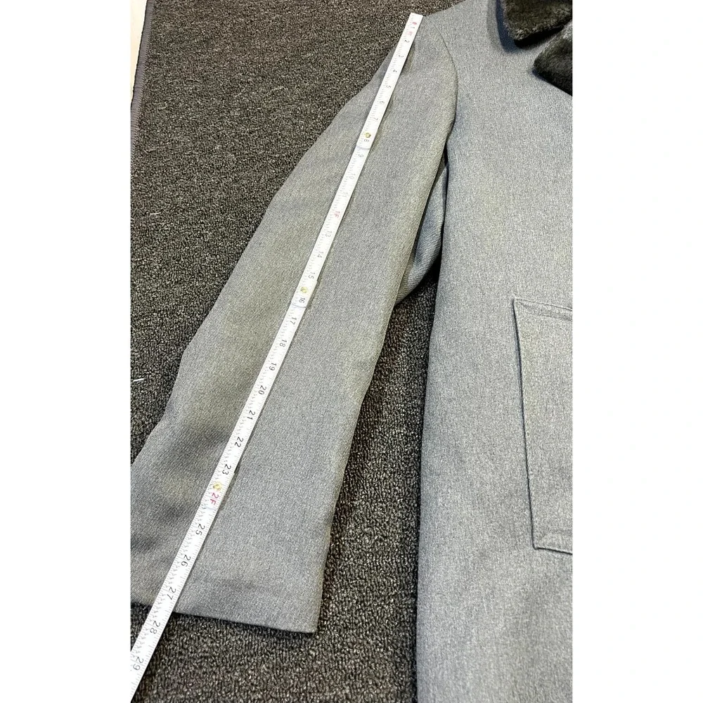 Vintage London Fog Long Overcoat Mens 48 Gray Faux Fur Lined Winter Outerwear